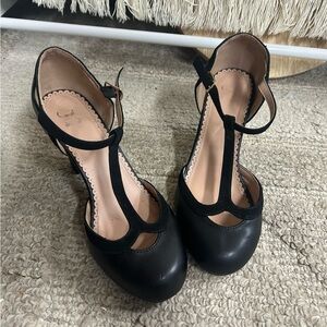 Journee Collection Black T-Strap Heels